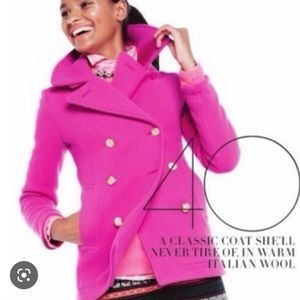jcrew wool pink peacoat with gold buttons